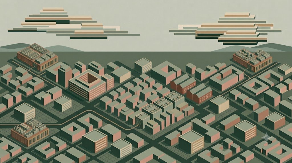 Large sites across a city